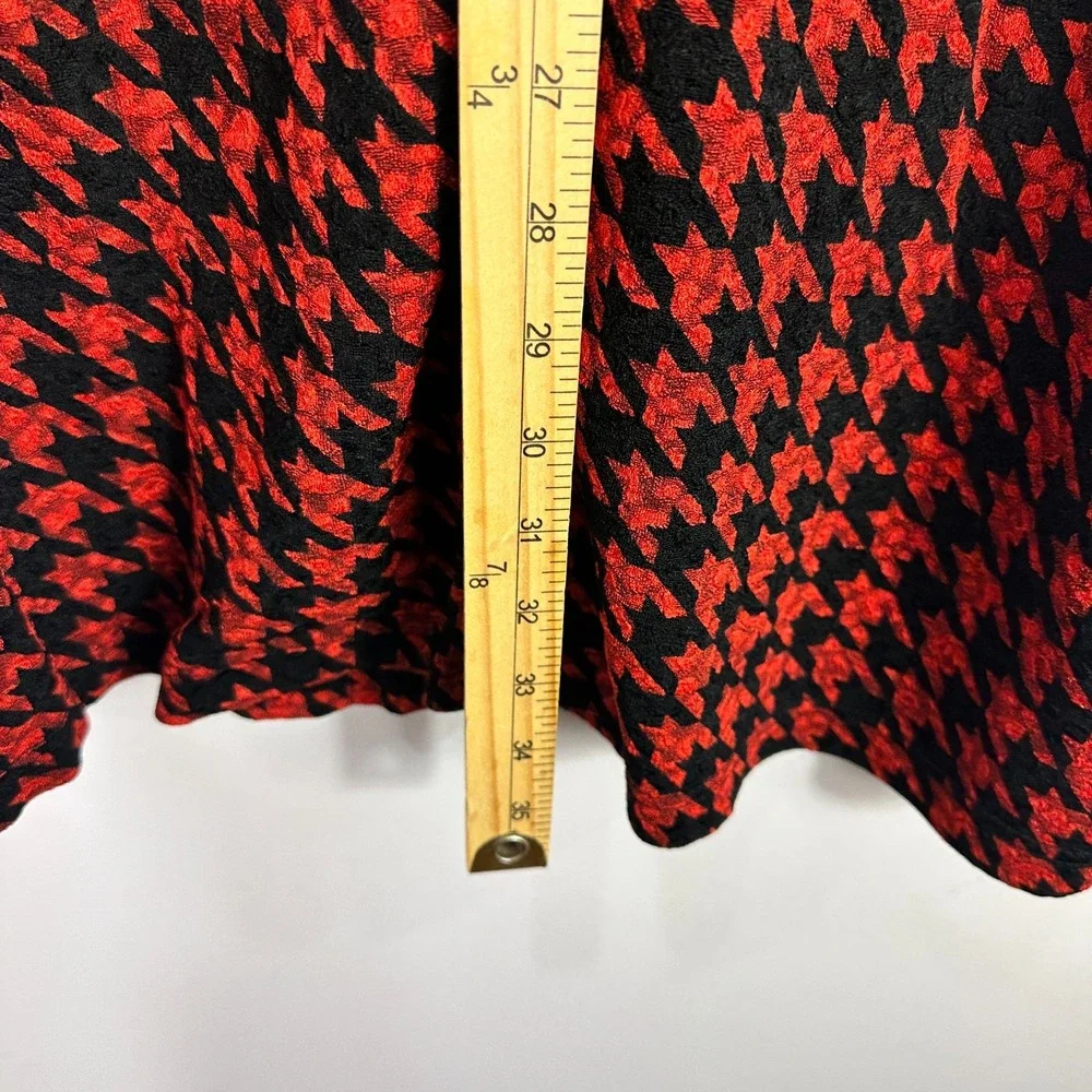 Coldwater‎ Creek Dress Medium Red Black Houndstooth Long Sleeve Tunic Jacket